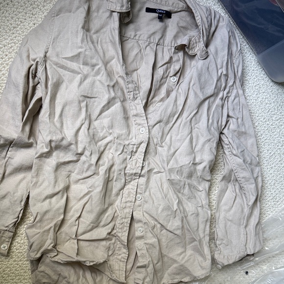 Quince Light Tan Linen Button-Up Shirt size medium - Picture 2 of 4